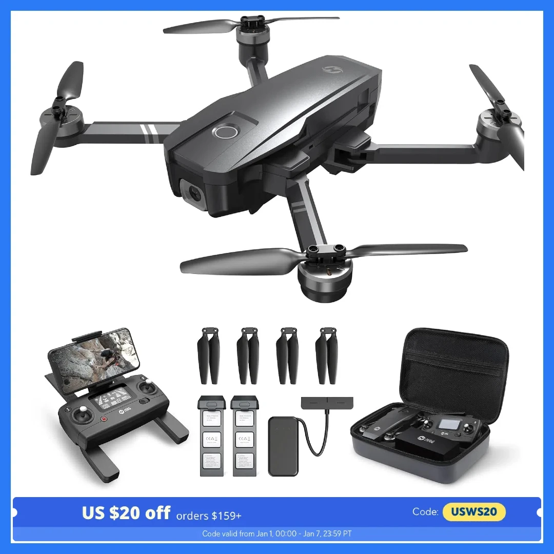 HolyStone HS720 GPS Drone: 4K UHD, 52min Flight, Foldable, Brushless, Auto Return, Follow Me,C0.