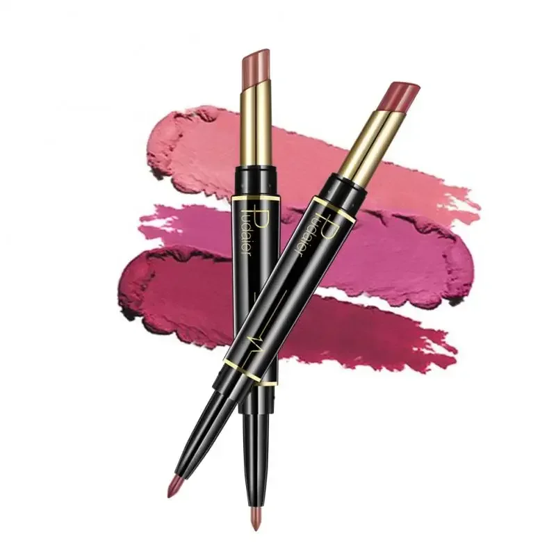 2 In 1 Hoofd Matte Lippenstift Lippenvoering Pen Waterdichte Langdurige Pigmenten Lippen Make-Up Tool Brillo Labiale Cosmeticos Vrouwen