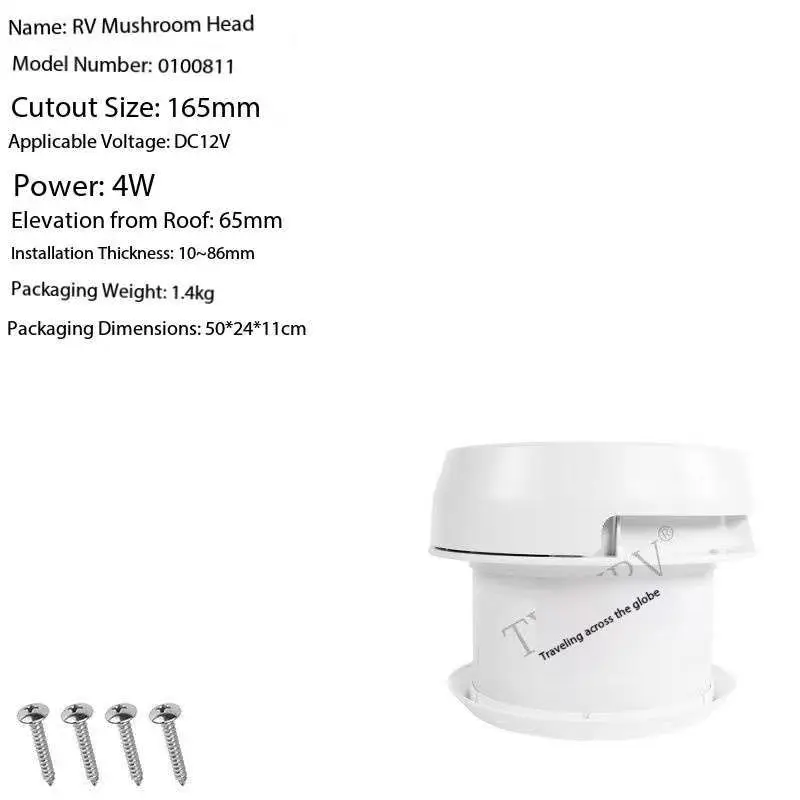 RV Accessories DC12V/24V Strong Wind Mushroom Head Roof Vent Round Exhaust Fan Air Extractor for Homes Trailer Travel Caravan view 5