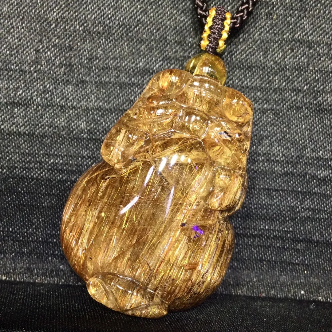 النحاس الطبيعي Rutilated قلادة كوارتز مستطيل Rutilated الكوارتز 32*24*19 مللي متر الرجال النساء البرازيل AAAAAAA #2