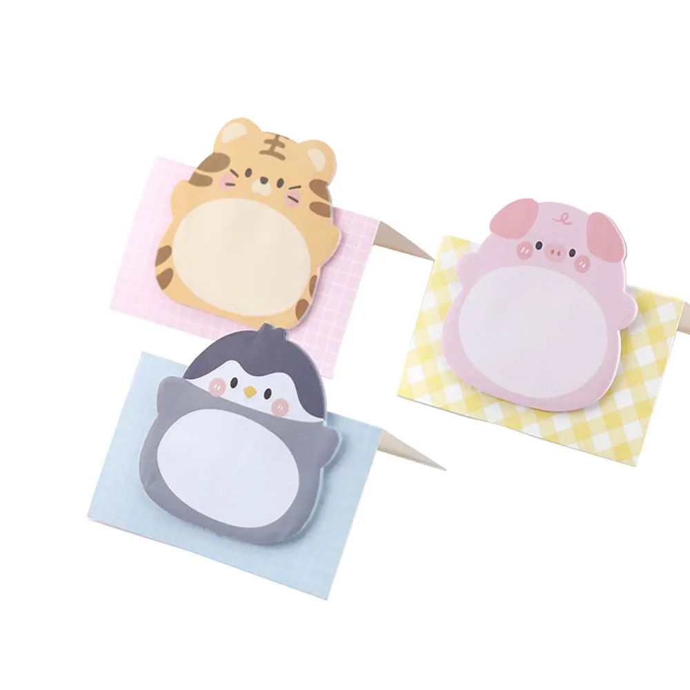 Kawaii Cartoon Dieren Plakbriefjes Zelfklevend Notitieblok Memo Pad Kantoorbenodigdheden Sticker