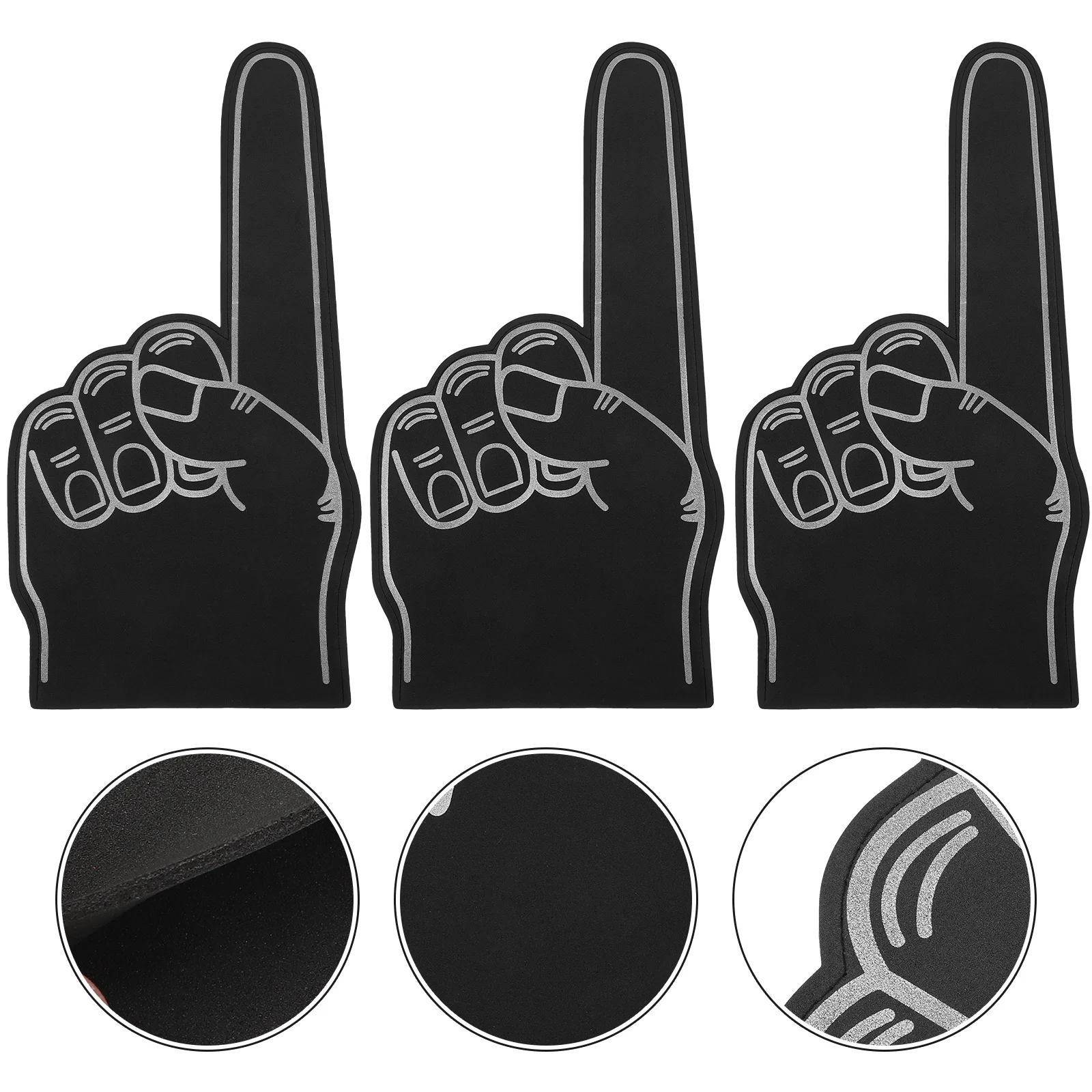 

3 Pcs Foam Fingers Giant Bulk Pink Fan Cheers Black Athletic Tape Cheering Foams Decorate Basketball Men and Women