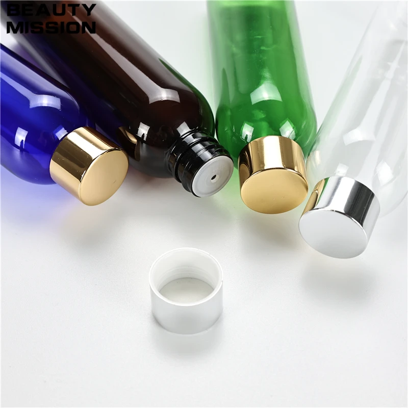 Multicolor 180ML X 30 Empty Plastic Round Shoulder Bottle With Gold Aluminum Screw Cap Essential Oil Shampoo Liquid soap Bottles