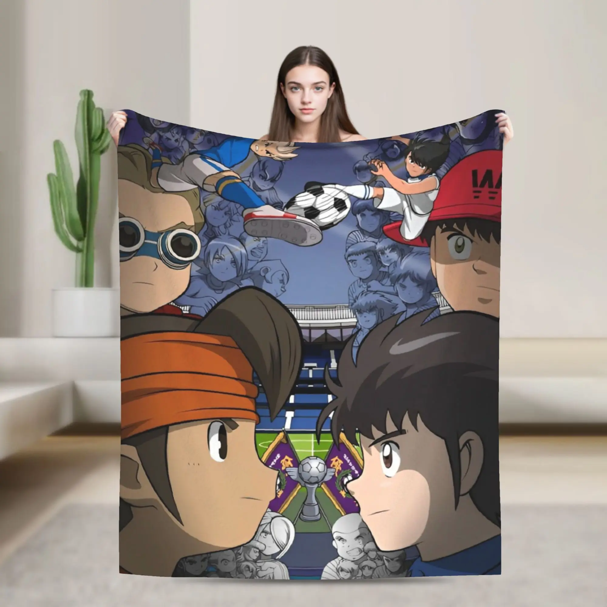 

Inazuma Eleven Flannel Throw Blanket Video Game Sports Game Blankets for Home Car Warm Quilt,