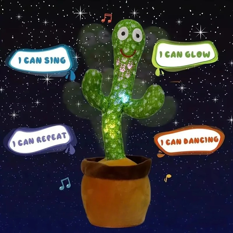 Talking Dancing Cactus Plush Toy – Electric Animatronic Toy with Light, Singing & Movement – Portable & Convenient Fun for Kids