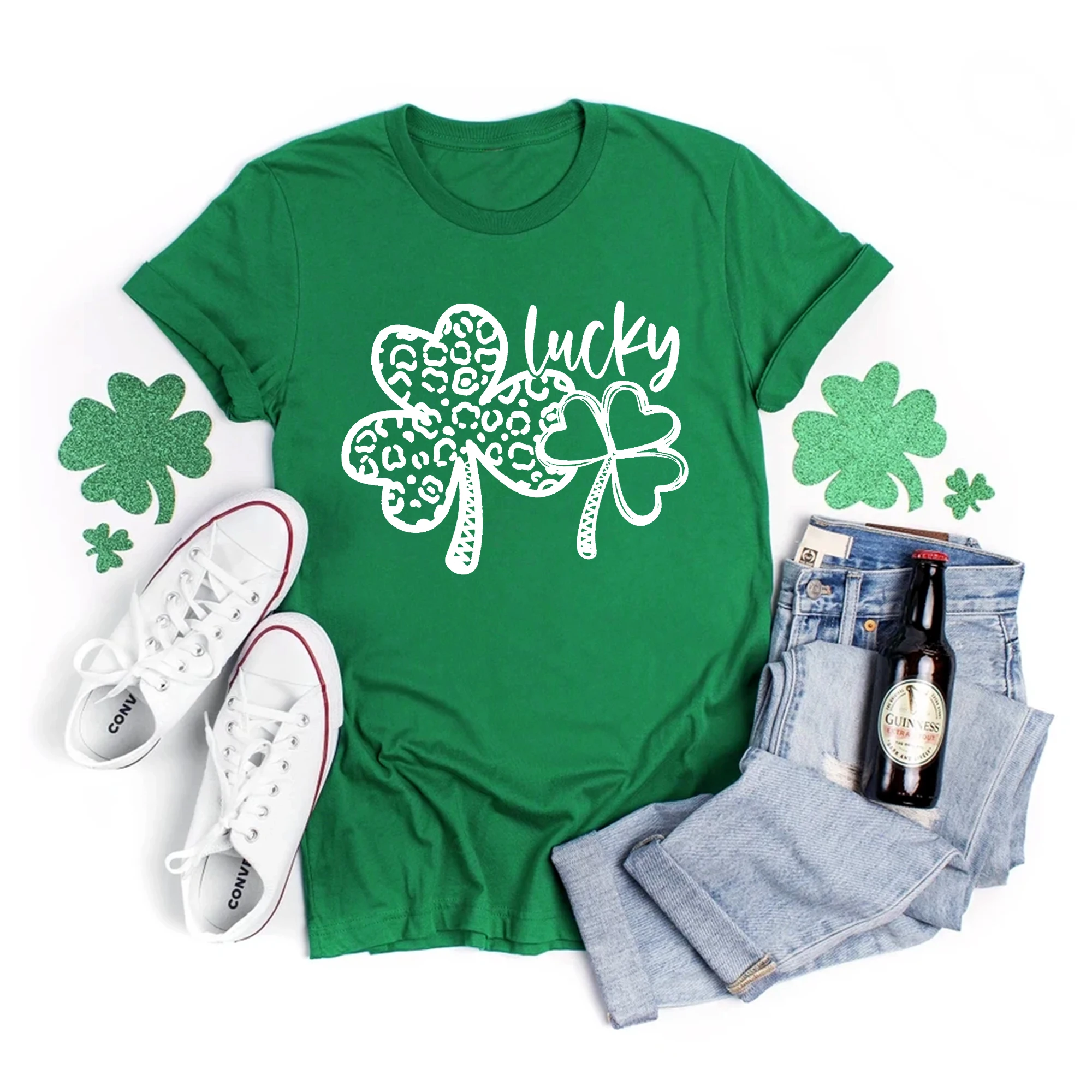 Irish University Shirt Shamrock Tee St Patricks Day Green Shirts Funny St Patricks Women Clothing Vintage Green Day Famale Tops