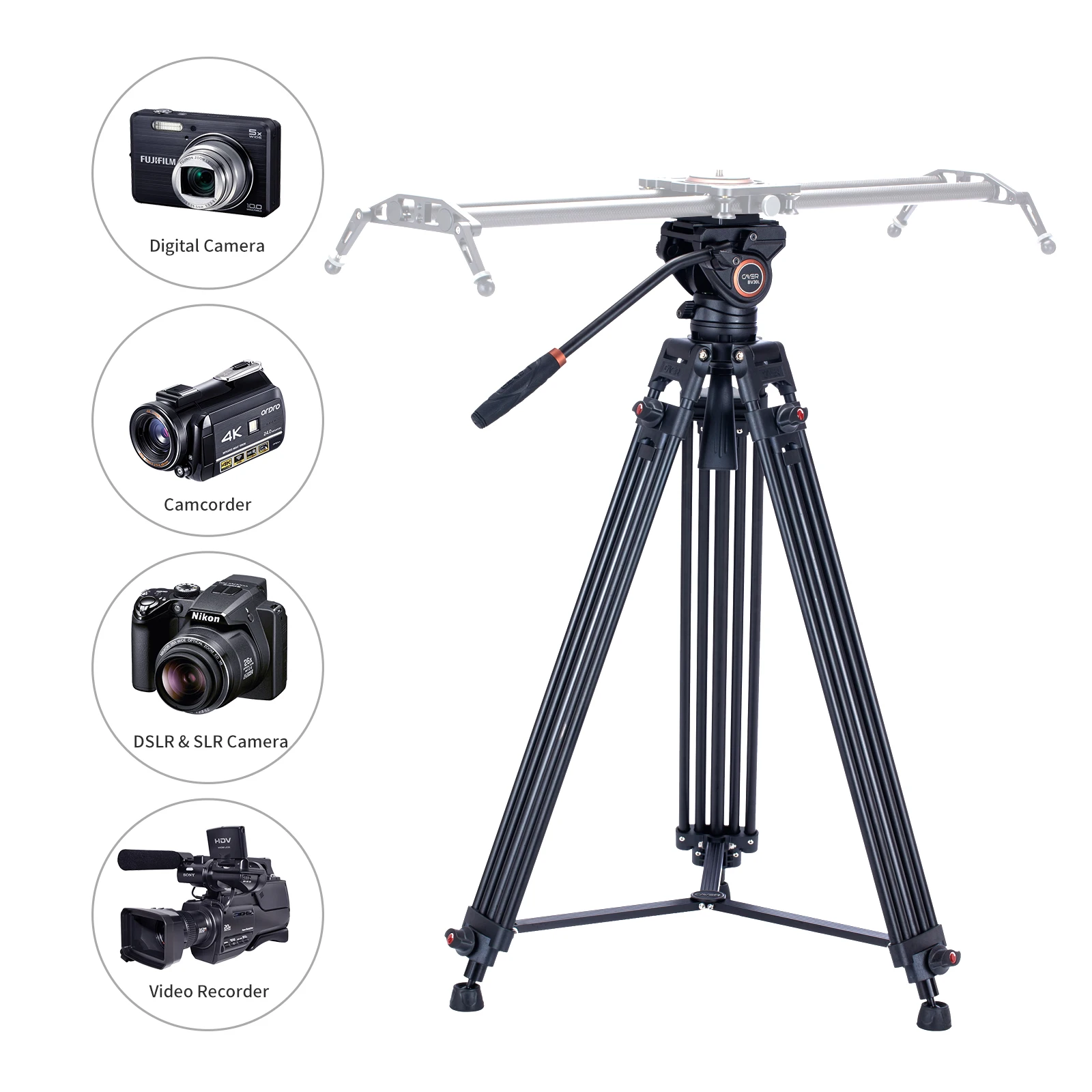 Cayer BV30L Amazon Hot Selling Camera Stand Kit Aluminum Camera stand Heavy Tripod Stand for DSLR, SLR and Video Camcorder