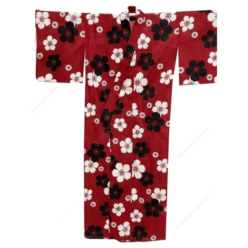 Yukata เสื้อคลุมยาวชุดกิโมโนญี่ปุ่นแบบดั้งเดิมเสื้อผ้าผู้หญิงผ้าฝ้ายผ้าลินินชุดรูปแบบสไตล์ญี่ปุ่น