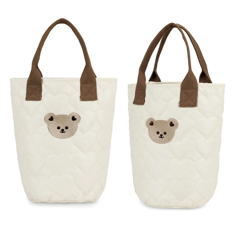 Lovely Bear Storage Bag Handheld Diaper Organiser Case for Students and Mom Office Use Breatahble Cotton Fabric