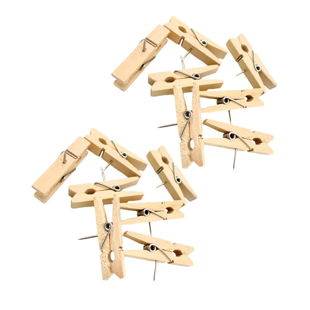 20 قطعة مقاطع دبوس دفع خشبية متعددة الأغراض للصور جدار عمل فني الديكور لا ثقب الحل دفع دبوس كليب دبابيس الدفع المسامير