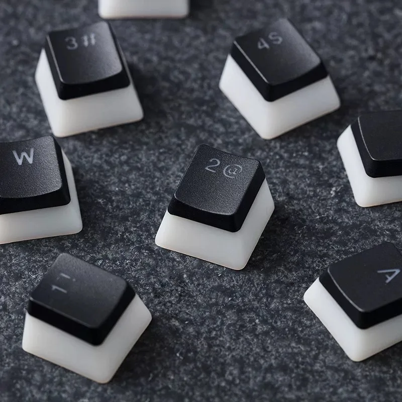 RGB 104 Keycap PBT Double Shot Pudding 2 Lapisan Translucent Backlit Keycap untuk Mechanical Gaming Keyboard MX Switches