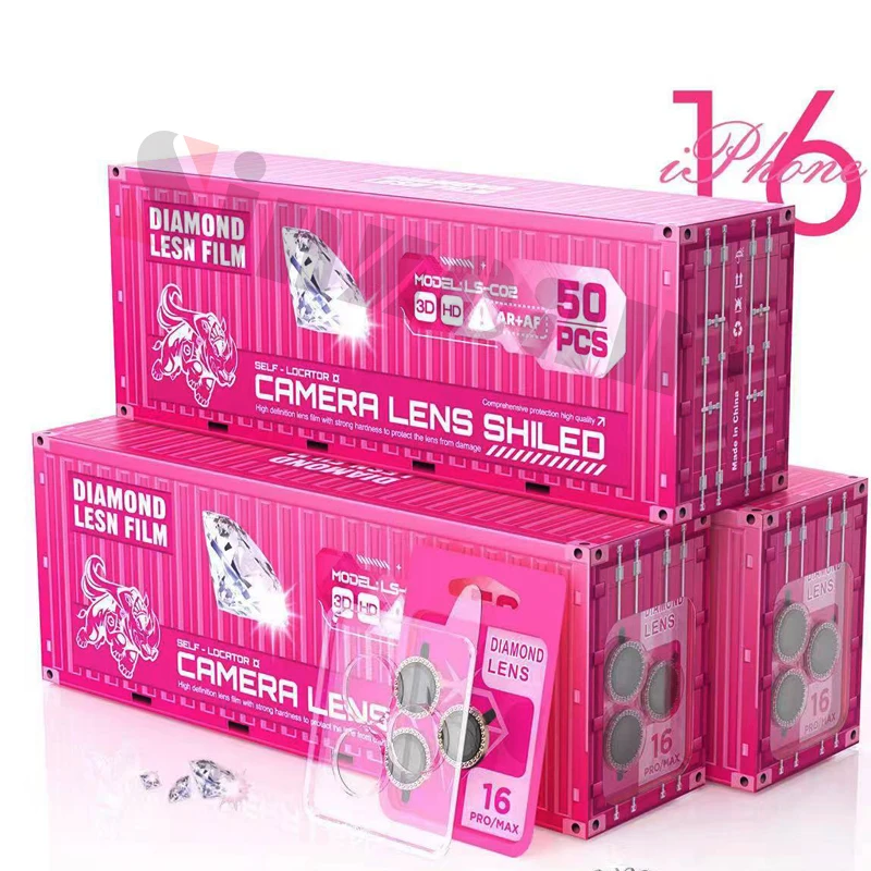 10PCS For IPHONE 14 plus 14 promax 3D Alloy Diamond Camera lens Tempered Glass Screen Protector