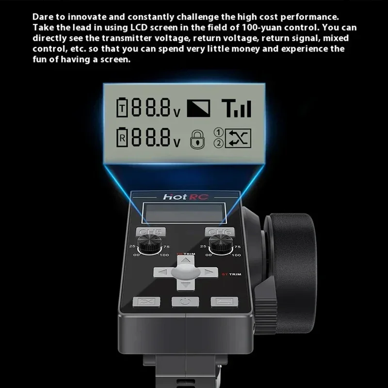 HOTRC CT-6B 8CH One-Hand Operation Remote Control 2.4Ghz RC Transmitter with F-08A 8 Channel PWM Receiver for RC Car Boat Tank