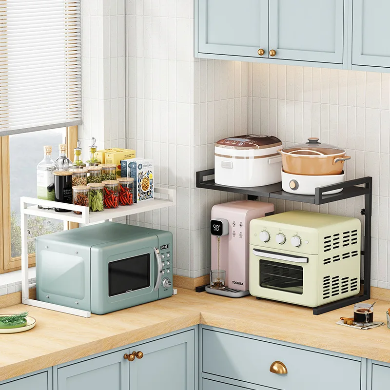 

Install up, down, left and right retractable microwave oven rack, rice cooker rack, household oven storage rack in seconds