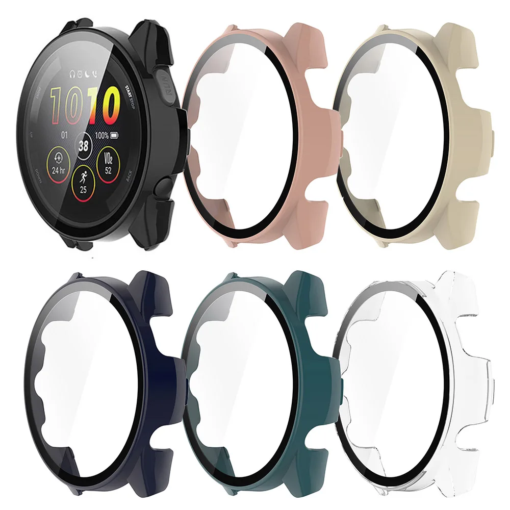PC+Glass Case For Garmin Forerunner 255 255S 265 265S 965 Full Screen Protector Shell Cover