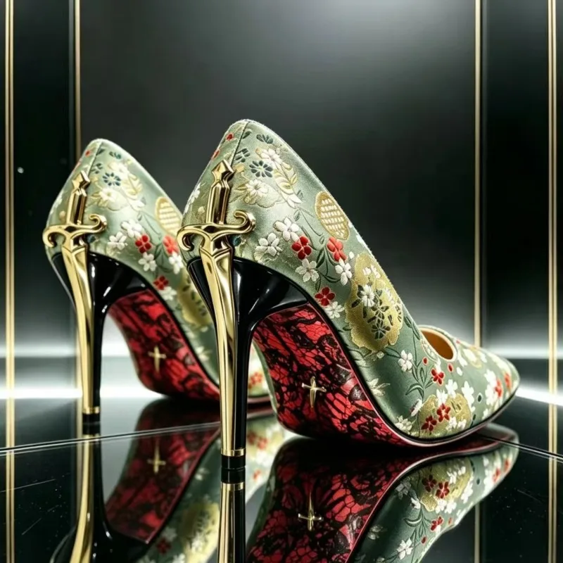 Modenschau Sexy Schuhe 2026 Frühling Herbst Neue Bestickte Damen High Heels Pumps Stiletto Spitze Große Größen – Detail 5