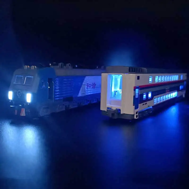 1:87 alloy double deck passenger train model, sound and light back simulation train model,transport train toys,wholesale