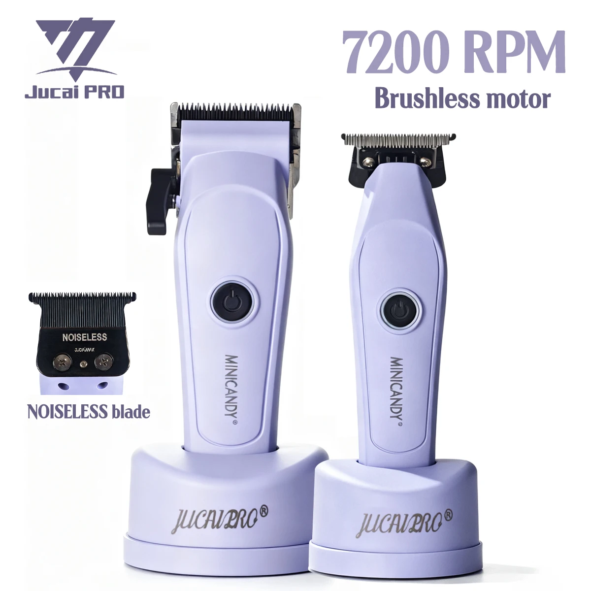 

Professional Hair Clipper Trimmer JUCAI MINICANDY 7200RPM Brushless Motor Noiseless Blade Purple Shaver 10000RPM Barber Shop