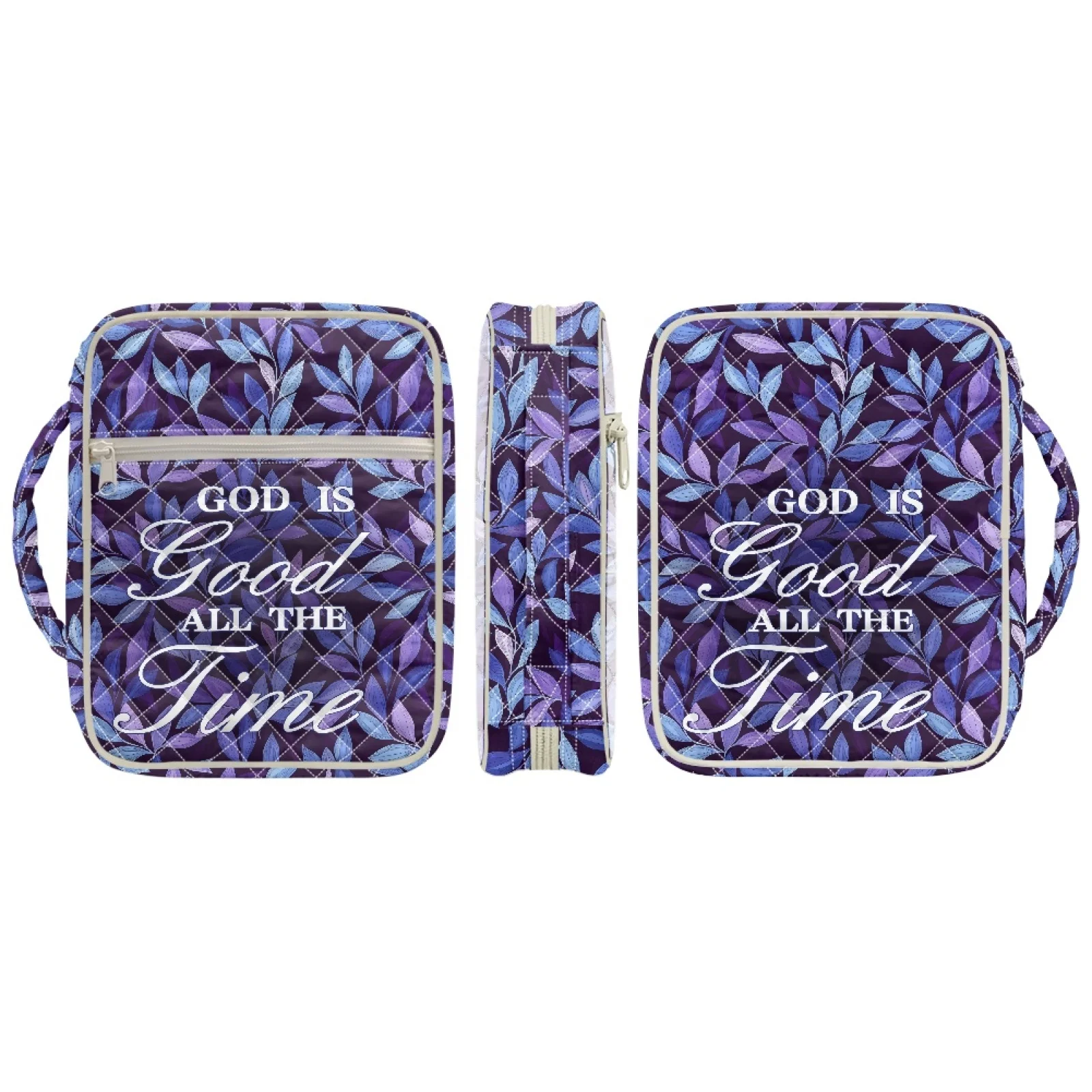 Coloranimal Purple Blue Leaf New Arrival Lightweight Church Organizer Holder Bag for Women Polyester Fabric Bible Cover Case
