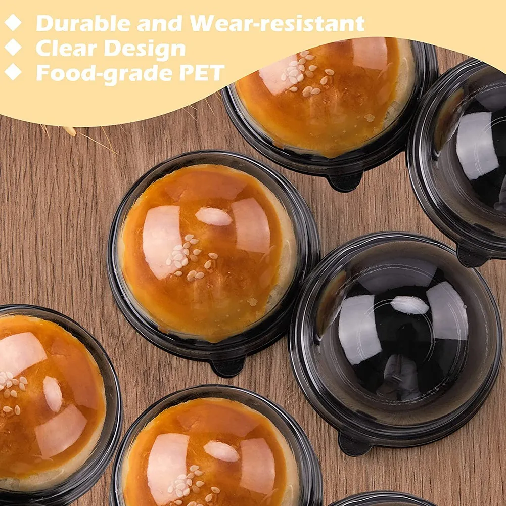 50 Pack Mini Cupcake Containers Clear Plastic Cake Box with Dome Lids for Muffin Mooncake Dessert Cheese Pastry