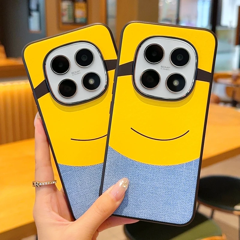 

Popular Cloth big-eyed Minion Phone Case For Redmi Note 15 15Pro Plus Anti -fall Plastic Cartoon Shockproof Back Funda Cover