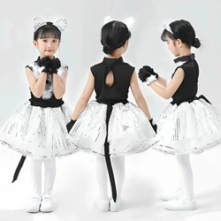Cute Cat Cosplay for Kids Cat Girl Costumes Girl and Boys Cosplay Animal Dance Costumes for Children Halloween Clothing