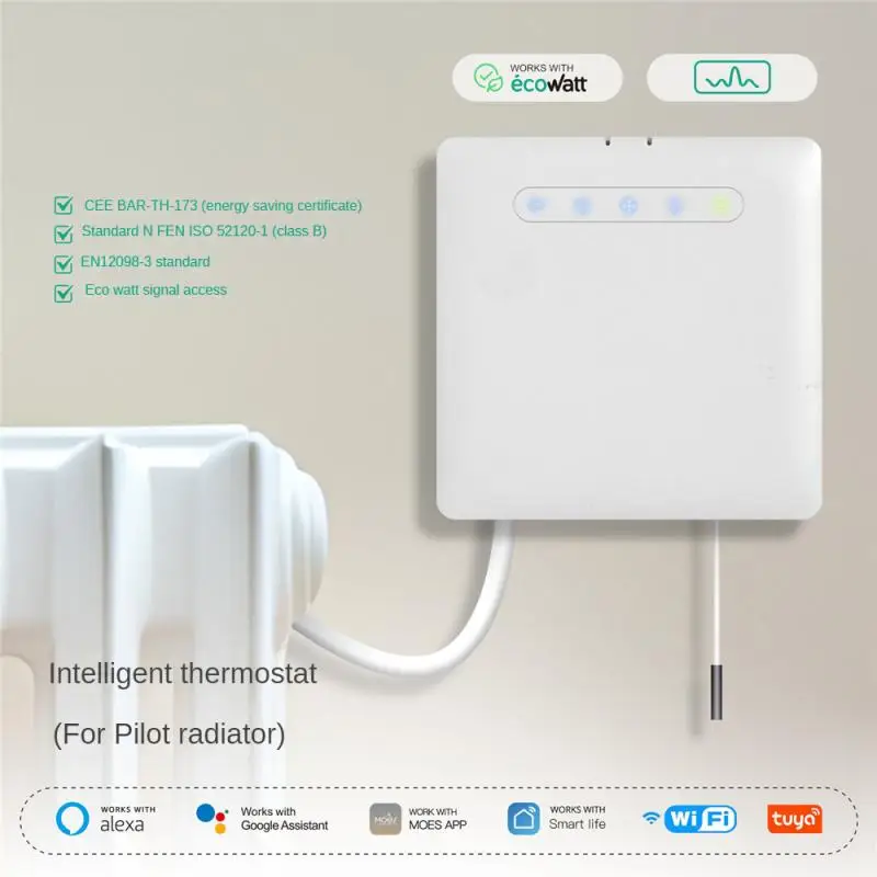 Tuya wifi termostato inteligente para fio piloto radiador de aquecimento suporte ecowatt monitoramento eletricidade app controle remoto alexa