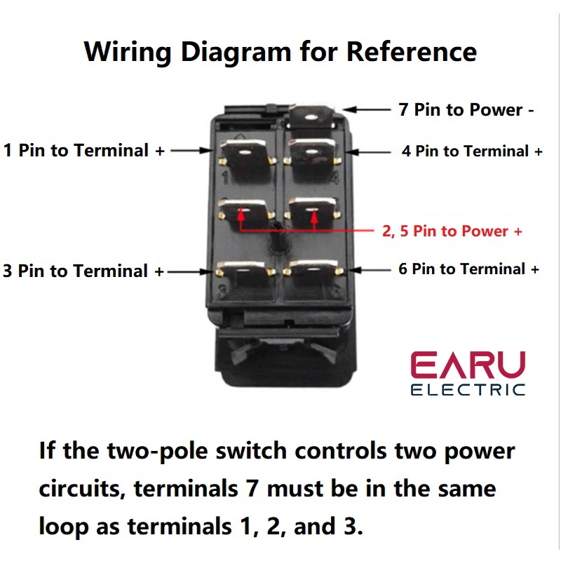 New 12V 24V Winch In Winch Out Rocker Switch (ON) -OFF- (ON) 7 Pin Laser Blue Momentary Rocker Toggle Switch Led Blue