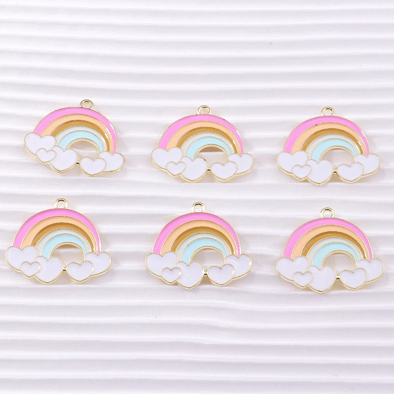 10 teile/los Cartoon Emaille Regenbogen Wolken Charms für Schmuck Machen Frauen Mode Tropfen Ohrringe Anhänger Halsketten DIY Handwerk Geschenk – Detail 5