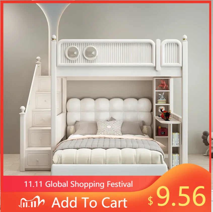 

Children's Room Multifunctional Staggered Bunk Bed with Upper and Lower Bunk Beds