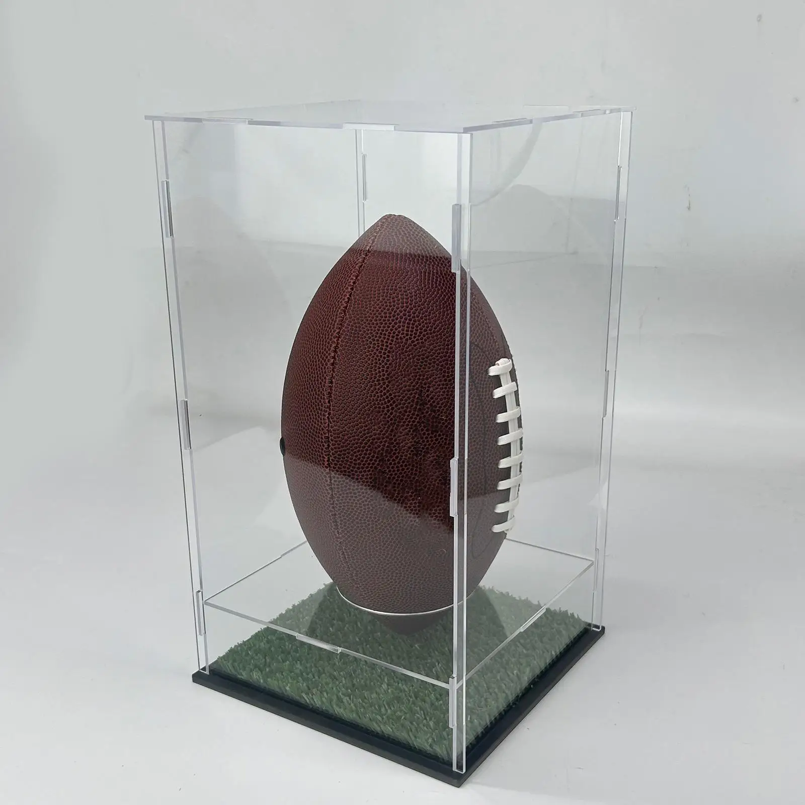 

Acrylic Football Display Case Showcase Box Rugby Holder Portable Football Storage Box Stand for Sports Collectibles Supplies