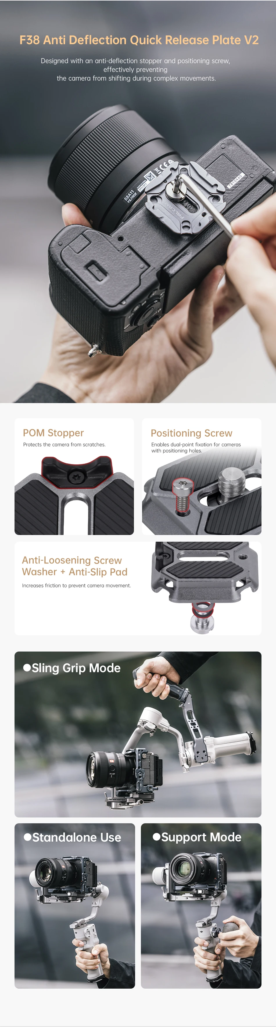 FALCAM F38 Schnellwechsel-Kit für DJI RS4 Mini-Stabilisator mit Anti-Mistouch-Modus, dreistufige Positionierungssteckplätze – Detail 6