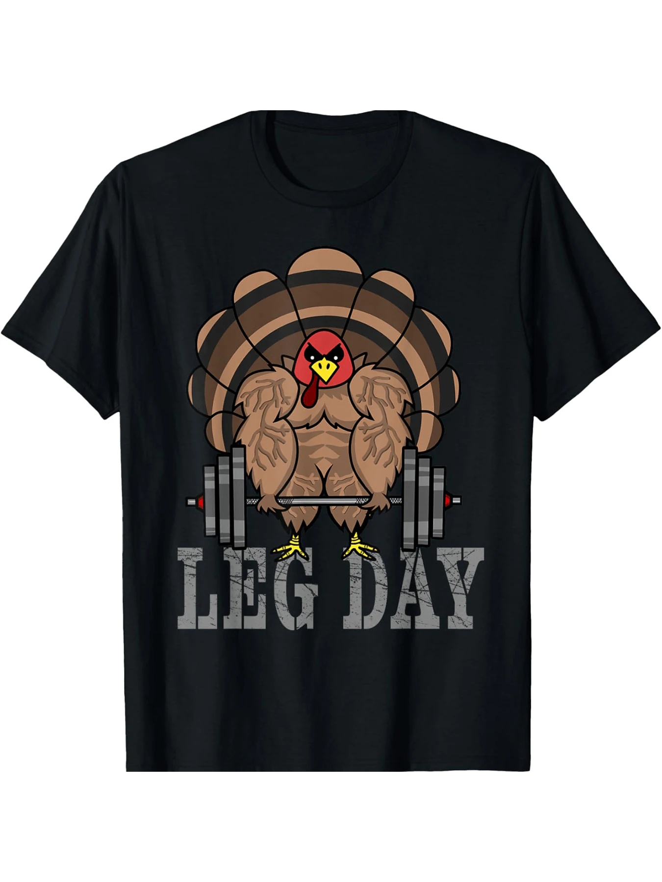 Turkey Lifting Weights Leg Day Men's and women's short-sleeved T-shirt black round neck