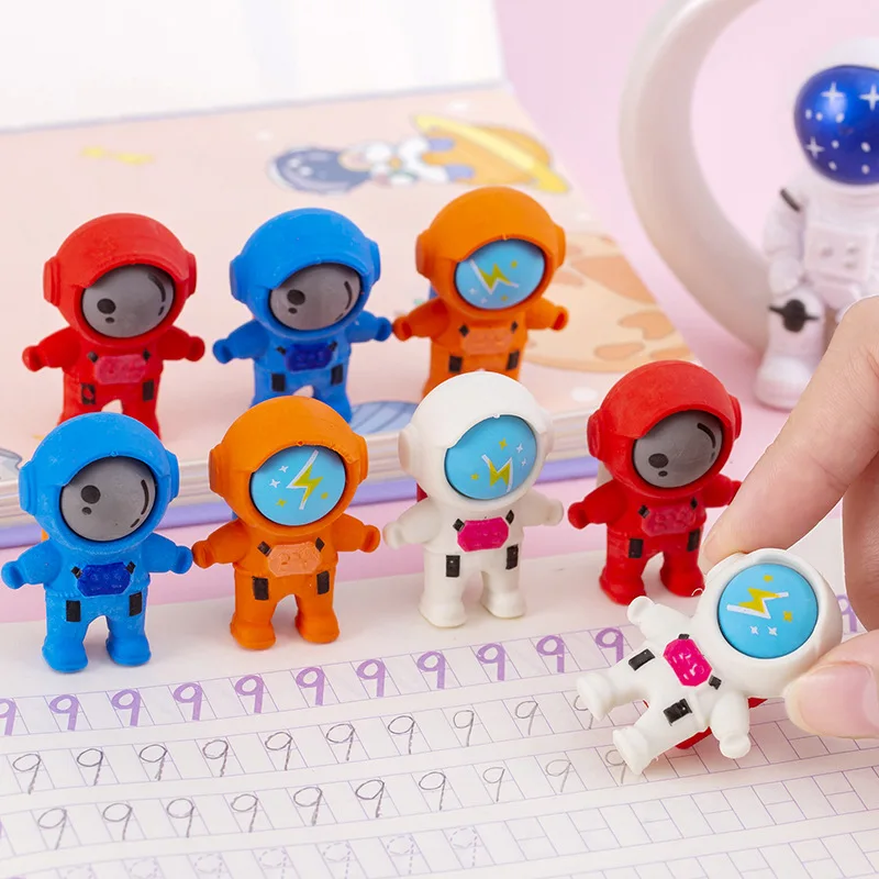 Kawaii kartun astronot penghapus lucu ruang karet pria penghapus pensil untuk anak-anak hadiah alat tulis sekolah kosmonot perlengkapan siswa