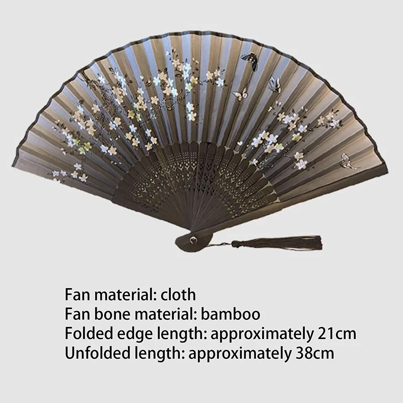 Estilo chinês Bambu Folding Fan, Portátil Flor Elegante, Hand Held, Dança Feminina, Presentes Requintados, Verão