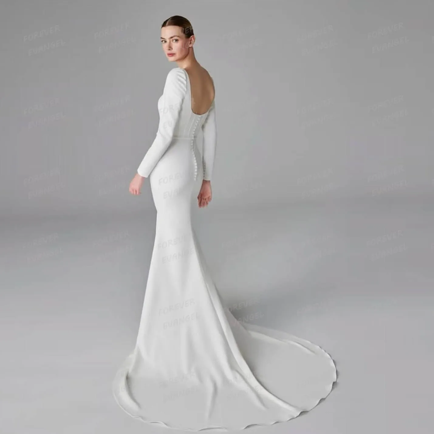 Simple Sexy Wedding Dresses Woman's Mermaid Satin Boat Neck Bride Gowns Formal 2 In 1 Backless 2026 Customized Vestidos De Novia