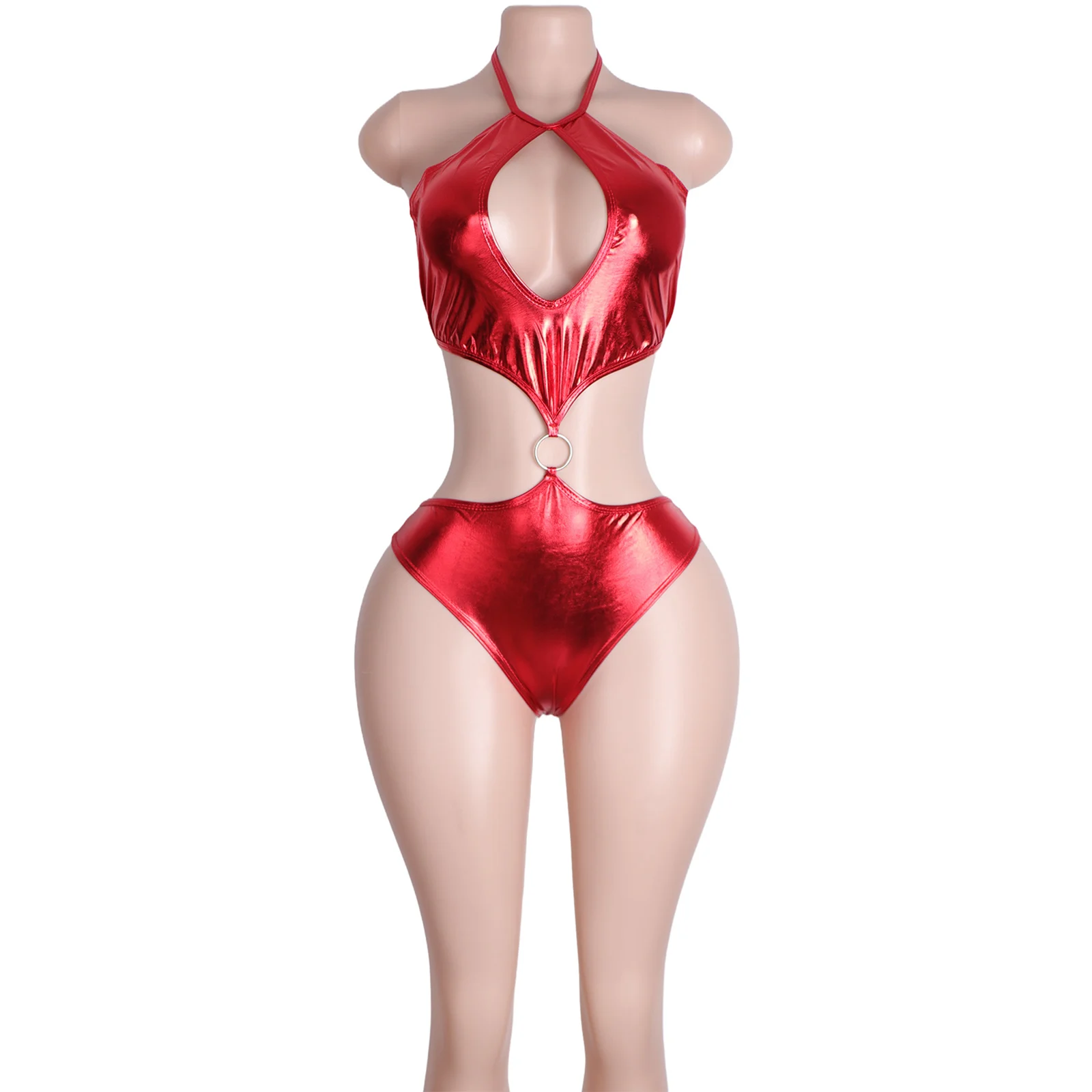 2ピース パテントレザー Tバック メタル ストリッパー 衣装 エキゾチック ダンスウェア パフォーマンス クラブウェア ラインストーン ボディスーツ フェスティバル コスチューム