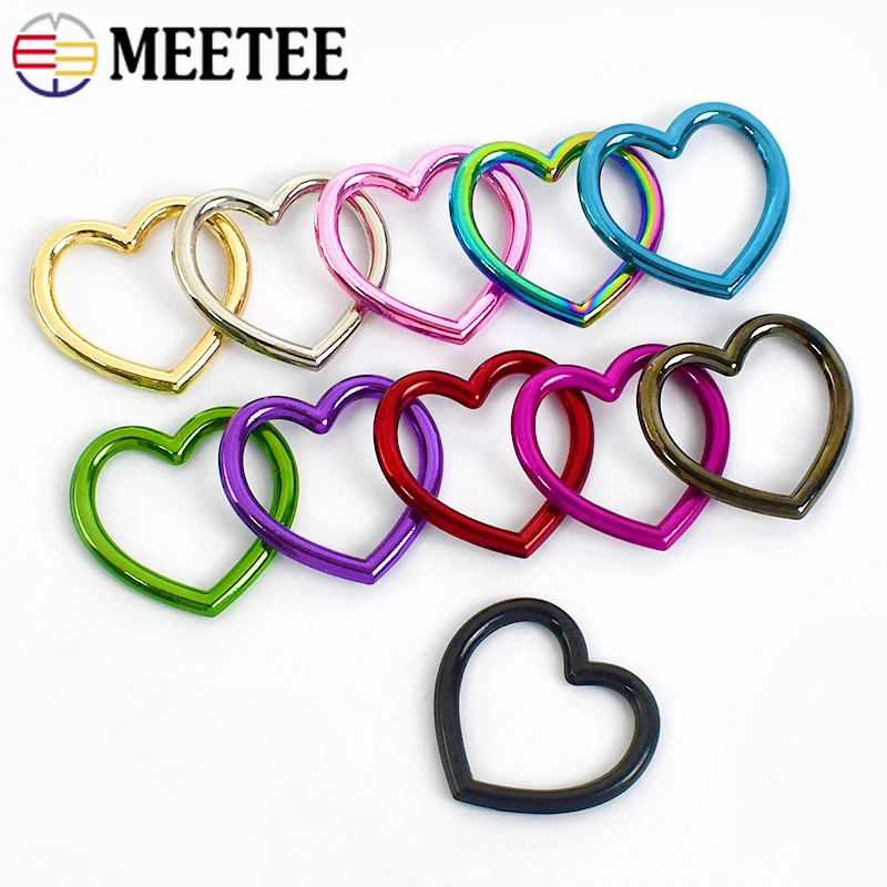 Meetee-Metal Heart Shaped Ring Buckle, Bag Strap Connector, Round Rings, Belt Shoes Hook, DIY Hardware Accessories, 28mm