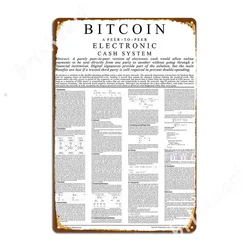 Bitcoin Whitepaper Poster Metal Signs Cinema Kitchen Cinema Printing Plaques Tin sign Posters