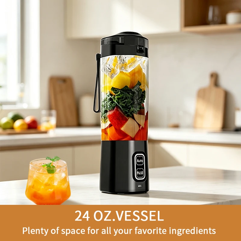 Portable Personal Blender 700ml 2 Speed Auto Pulse 6 Blades Type-C Rechargeable Waterproof Juicer Cup for Smoothie Shakes Ice