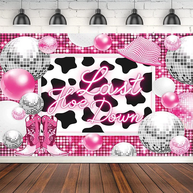 Disco Western Cowgirl Bachelorette Party Photography Backdrop Brides Party Supplies Banner Background Cake Table Decoration