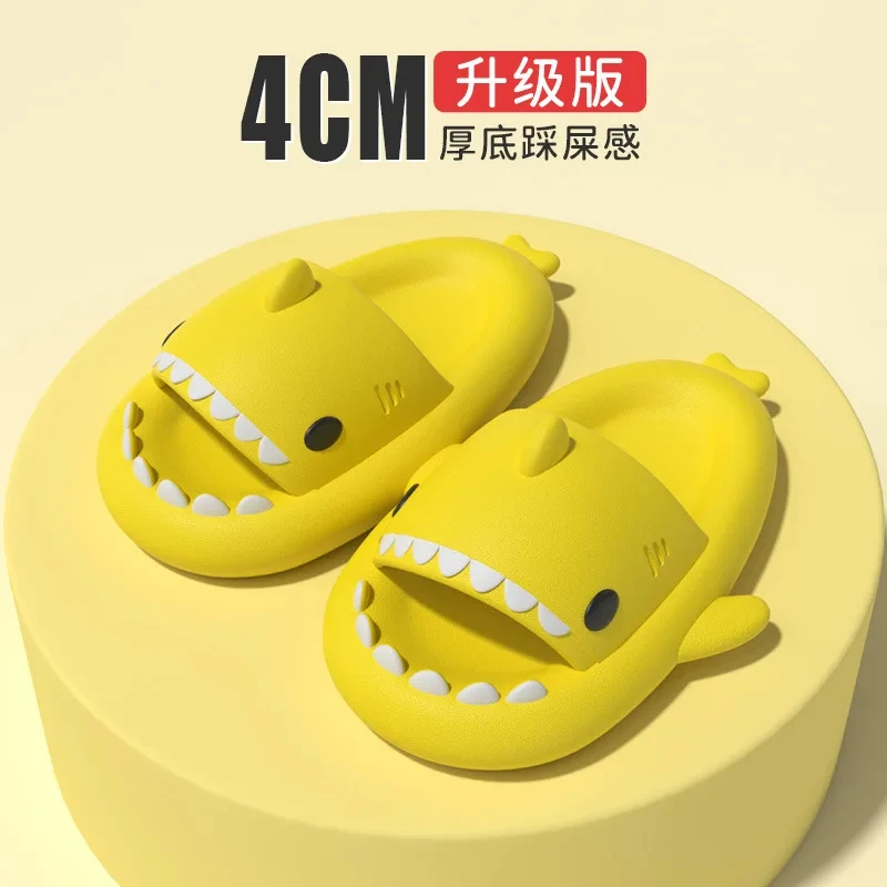 Shark Slides Summer Home Women Shark Slippers Anti-skid EVA Solid Color Couple Parents Outdoor Cool Indoor Household Funny Shoes