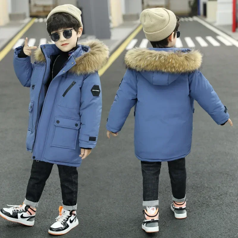 Boys Coat Kids Thicken Warm Outerwear 3 To 14 Yrs Children\'s Clothing 2023 Winter Teenagers Down Jacket Korean Style Windbreaker