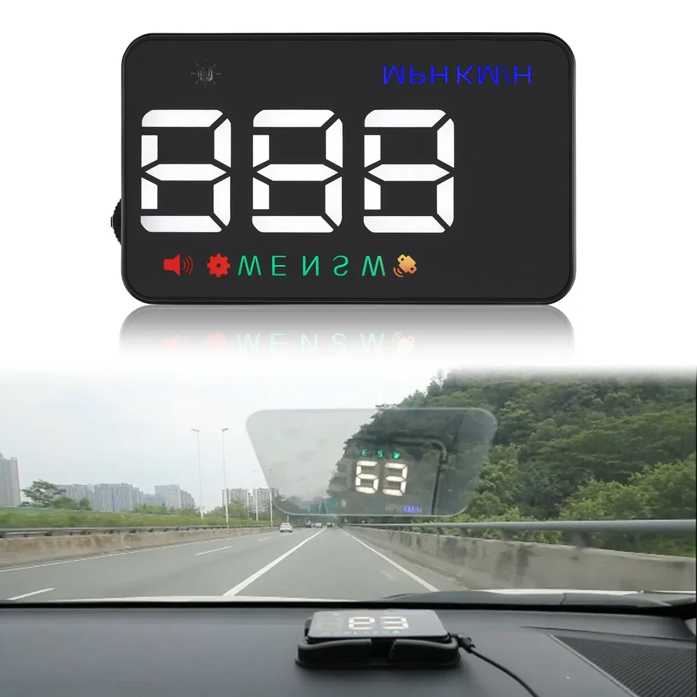 Speedometer mobil Universal, Speedometer GPS HUD mobil, tampilan depan atas kecepatan A5 Digital peringatan navigasi otomatis