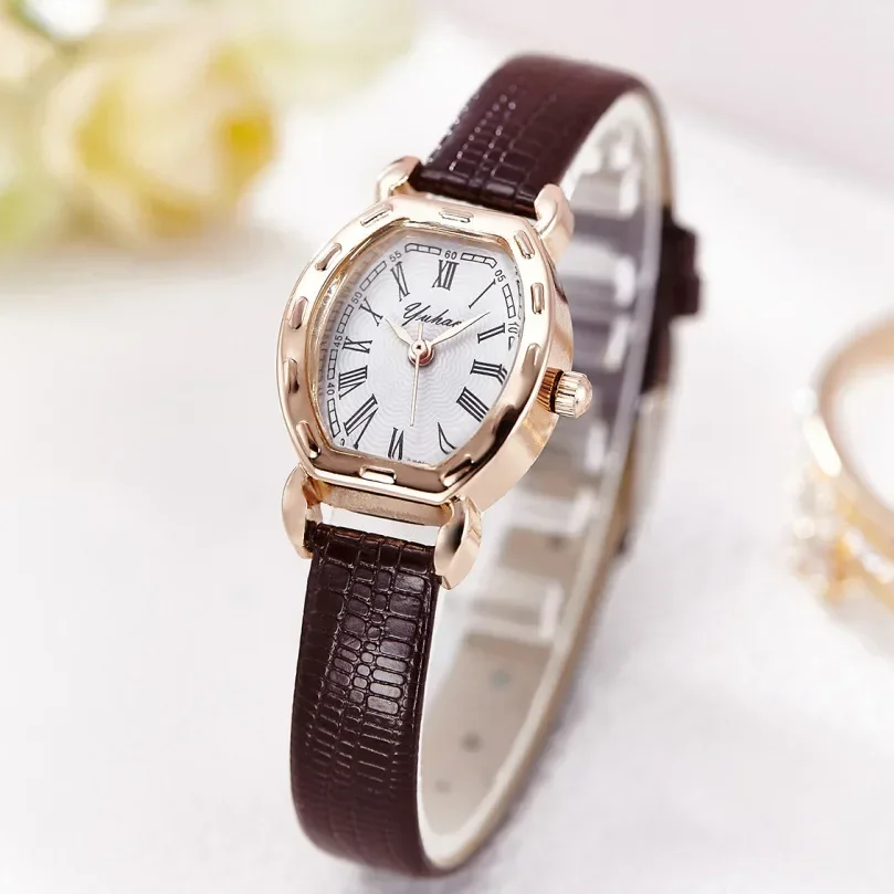 

Simplicity Women's Watches Bracelet Leather Strap Oval Quartz Ladies Watch Women Clock Wrist Watch Relogio Feminino Brown Clock