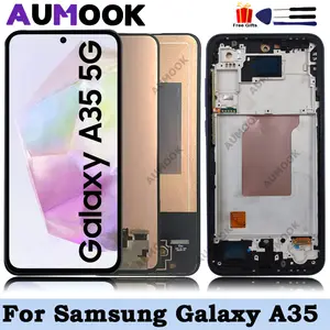 Bilashmart A35 5G AMOLED Samsung Galaxy A35 A356E A356B LCD Display Touch Screen Digitizer Samsung A35 5G Replacement With Frame