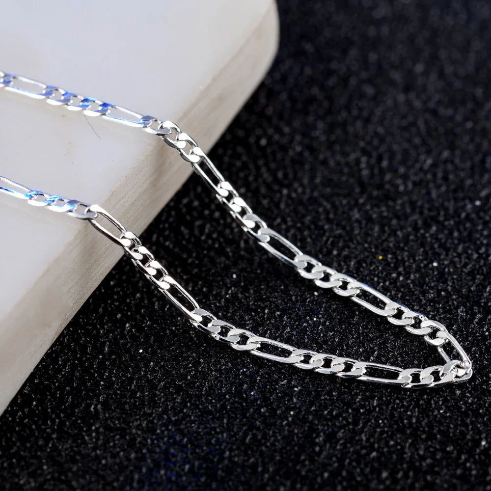 4mm Wide Stainless Steel Figaro Necklace 3:1 Steel Chain Hip Hop Three Room One NK Necklace Side Chain