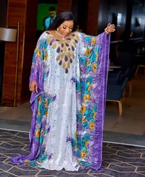 African Dresses for Women Spring Summer African Women Polyester Printing Long Robes Muslim Abaya African Clothes Women