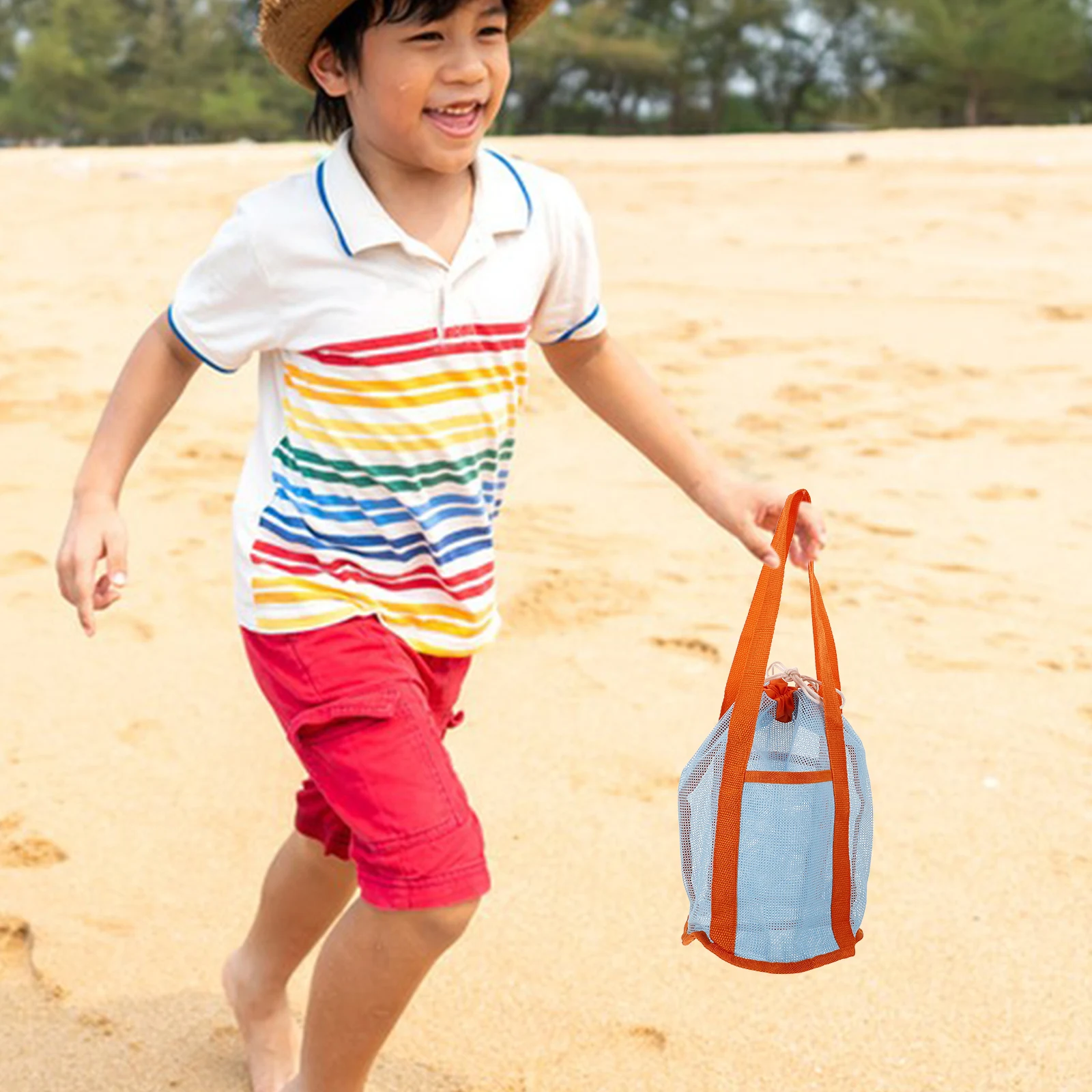 Sac de rangement de jouets de plage, maille pour enfants jouant avec des jouets de sable, sacs à cordon en Nylon pour enfants
