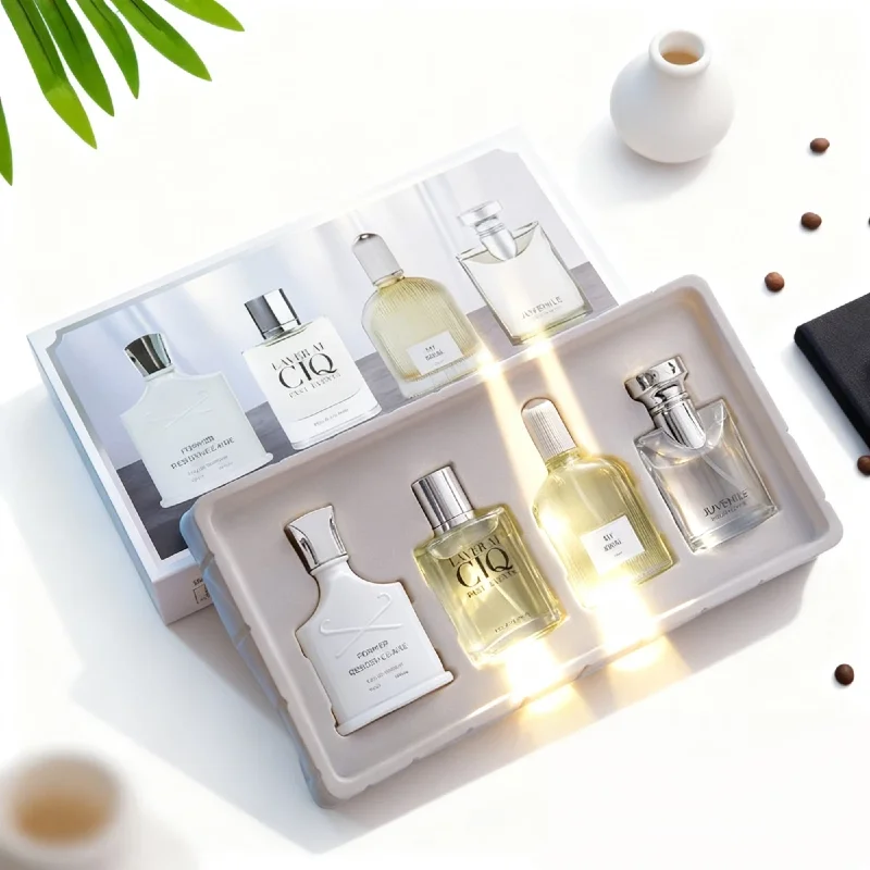 100ML 브랜드 실버 마운틴 워터 남성용 향수, 4개 세트 선물용, 오래 지속되는 향기, 고급스럽고 상쾌한 라이트 브랜드 콜론